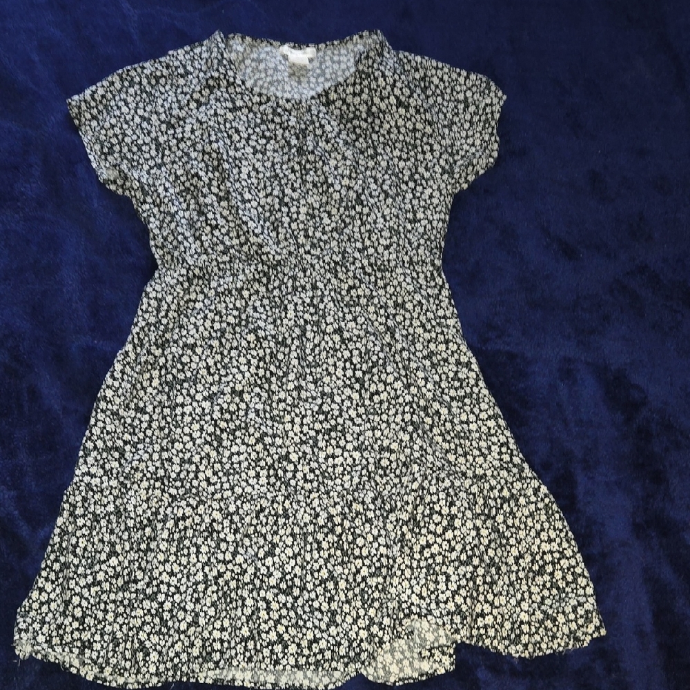 Floral Black and White Kids Dress